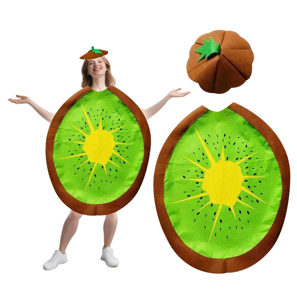 JynxtoyZeal Adult Fruit Costume Outfit, Unisex Adult Fruit Costume Bundle,Fun Fruit Fancy Dress with Leaf Headpiece,Fruit Cosplay Costume for Masquerade