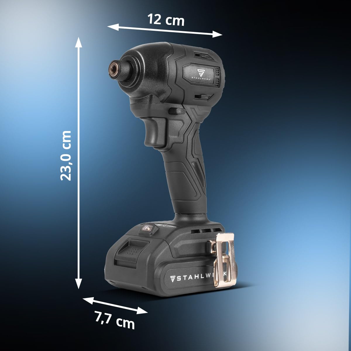 STAHLWERK Akku-Drehschlagschrauber (ADS-190 ST) – 20 V, 190 Nm, ¼ Zoll-Schnellwechsel-Bit-Aufnahme für langen Holz- & Terrassenbau (Holz- & Metallschrauben), Brushless-Technologie, Akkus & Ladegerät 9