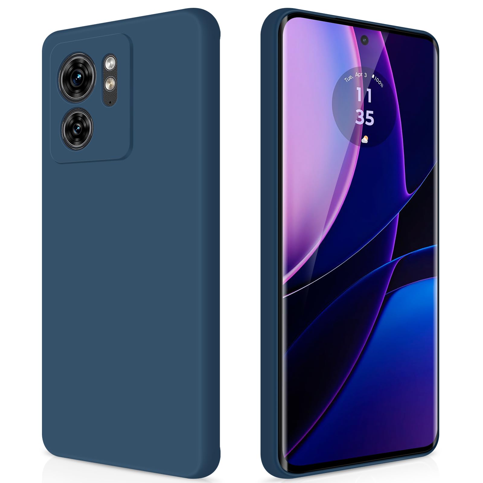 GiiYoon Case Compatible with Motorola Edge 40, Silky-Soft Touch Full-Body Protective Phone Silicone Case, Shockproof Cover with Microfiber Lining, Blue — image 1