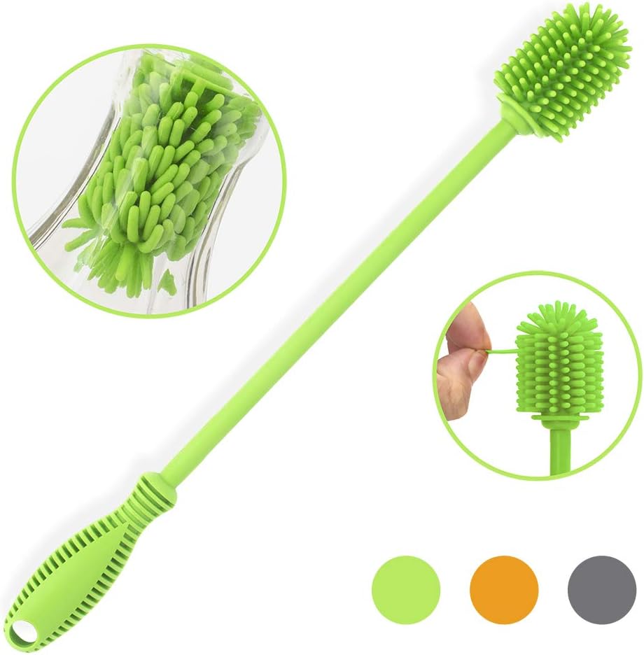 ddLUCK Baby Bottle Cleaning Brush with Long Handle, 31cm Silicone Water Bottles Cleaner Brushes for Hydro Flask Sports Bottle - Image 3