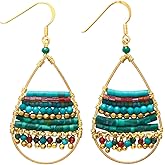 Joob Joob Gold Teardrop Earrings For Women - Fun Boho Earrings For Women - Trendy Gold Jewelry Beaded Earrings