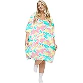 KFUBUO Plus Size Nightgowns for Women V-Neck Sleep Tshirts Dress Pjs Lounge Short Sleeves Sleepwear With Pocket Fit S-5XL