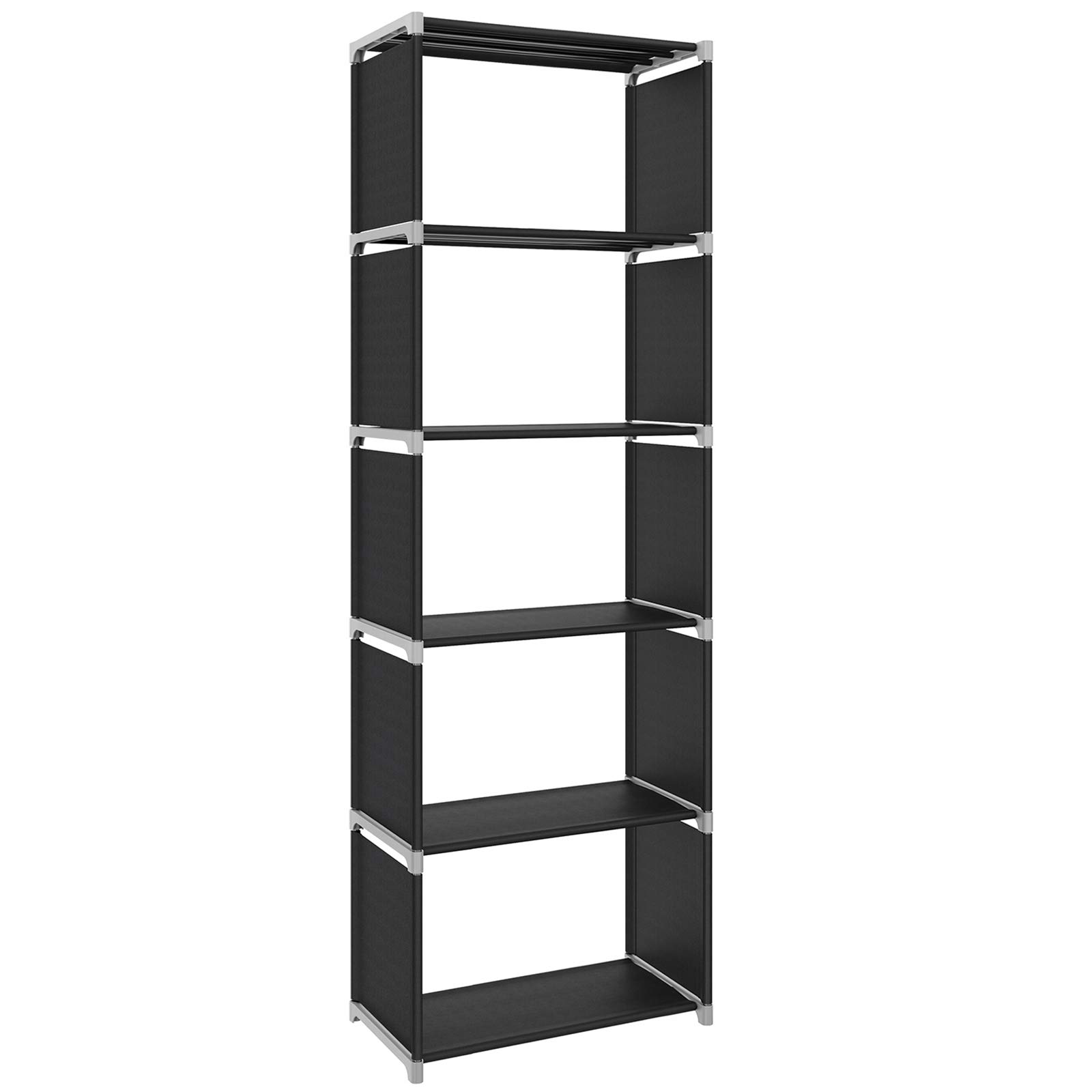 SONGMICS Storage Shelf, 5-Tier Bookcase, Garment Organiser, Each Shelf Holds 5 kg, 50 x 30 x 180 cm, for Living Room, Bedroom, Closet, Black LSN15H