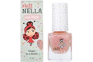 MISS NELLA Abracadabra – Safe Special Pink Sparkle Nail Polish for Kids, Non-Toxic & Odor Free Formula for Children and Toddlers, Natural Water Based for Easy Peel Off