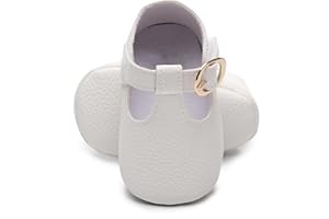 HONGTEYA Infant Baby Girl Mary Janes Flats PU Leather Non-Slip Soft Sole for Toddler First Walker Newborn Infant Crib Shoes Wedding Party Princess Baby Moccasins Girl Dress Shoes