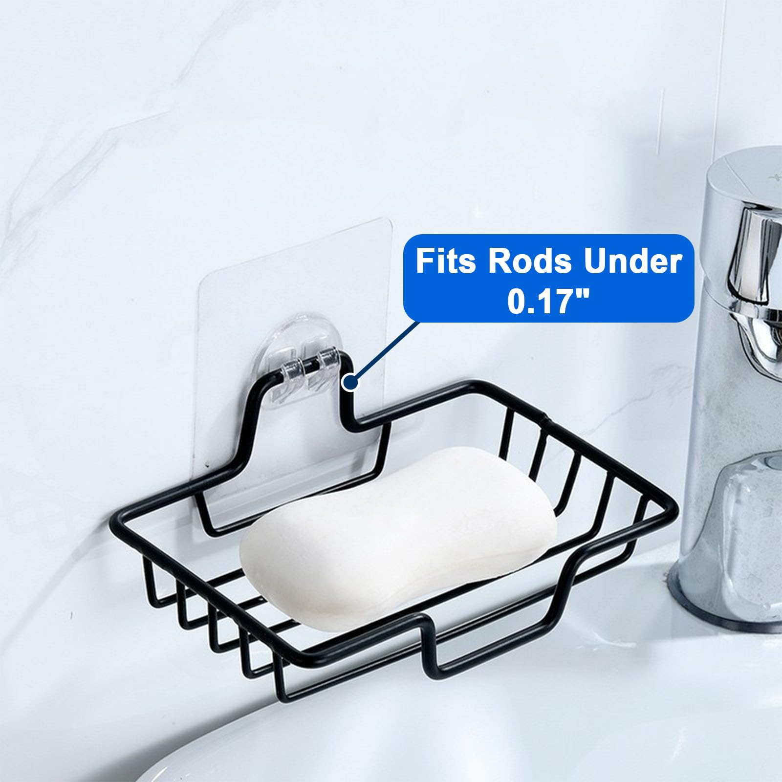 HAOYINEER 4 Packs Shower Caddy Adhesive Replacement, Strong Adhesive Hooks for Shower Caddy Kitchen Racks, No Drilling Transparent