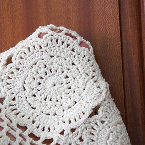 image for USTIDE Floral Hand Crochet Table Runner Doily Beige Lace Table Doilies