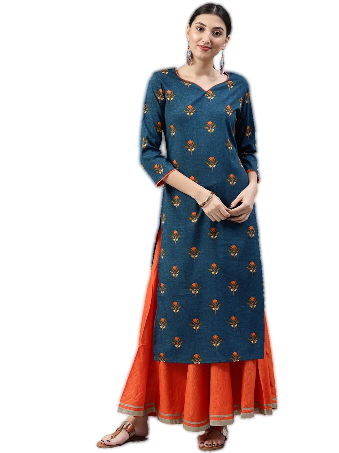 vaamsi crepe digital printed kurti(vpk1532_blue_free size)