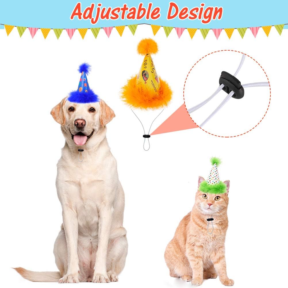 6 Pack Dog Party Hat Set - Cute Pet Cone Hats with Pompon for Dogs Cats Birthday Parties, Adjustable Colorful Caps Amazing Doggie Party Supplies Accessories : Kitchen & Dining