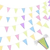 Tatuo 200 Feet Solid Pennant Banners Flags String Triangle Hanging DIY Bunting Flags Party Decorations for Grand Opening Party Banners for Kids Birthday, Shops (Pastel Color)