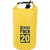 KINGS KRAFT Dry Bag Waterproof for Women Men,20L Rolled Lightweight Dry Storage Bag Backpack with Phone Case for Travel,Swimming,Boating, Kayaking,Camping & Beach,Yellow