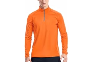 Zengjo 1/4 Zip Pullover Mens Running Shirt Long Sleeve