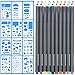 KEDIOR Fineliner 10 Colored pens and 4x7 inch Stencils, Plastic Planner Bullet Journal School Supplies Notebook Diary Scrapbook 12 Pieces DIY Drawing Template