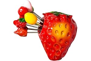VICASKY Strawberry Base Fruit Fork Set with 10 Reusable Mini Cartoon Stainless Steel Forks for Appetizers