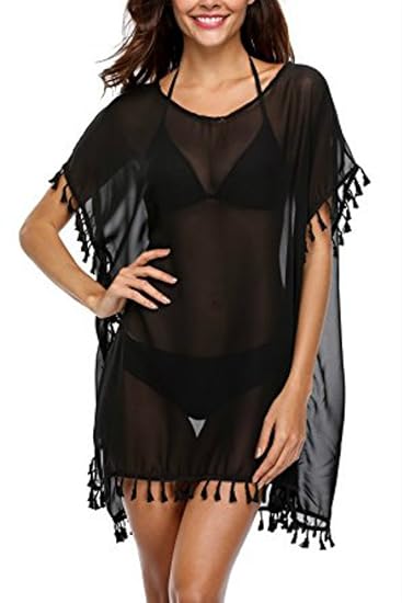 black tassel beach cover up