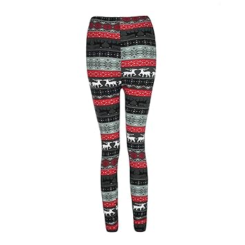 Dorical Damen Hohe Taille Weihnachts Elch Druck Stretchhose Leggings Spielraum
