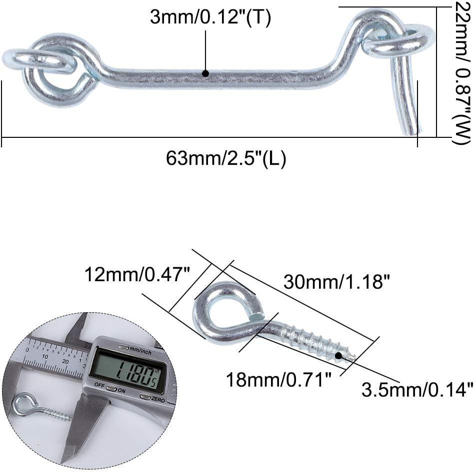 sourcing map 2.5 Inch Cabin Hook, Eye Latch Privacy Hooks Door Lock Plating Finish for Gate Shutters Window Slide Barn Shed Door 2 Pack - Image 3