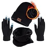 Kehen Winter Beanie Hats Scarf Touchscreen Gloves Set for Men Women Thick Beanies Skull Cap Neck Warmer with Fleece Lined