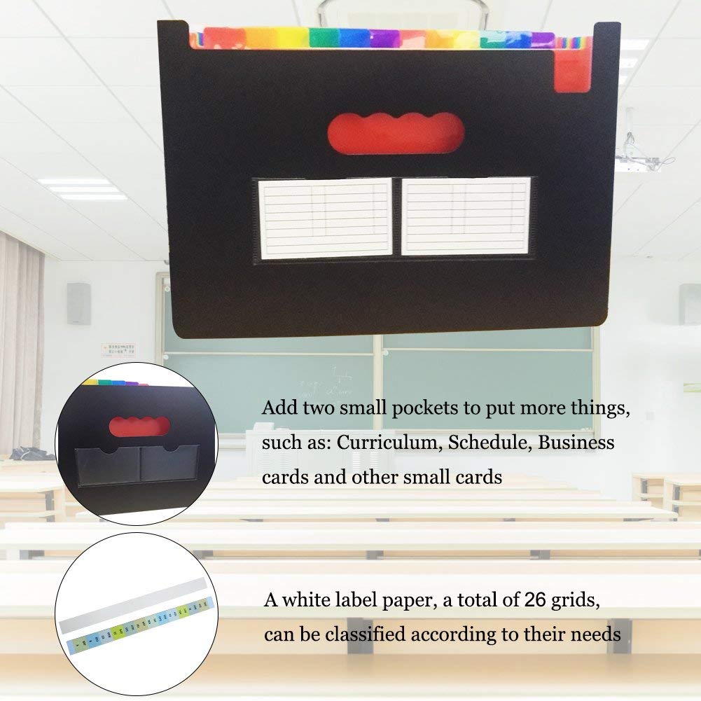 Expanding File Folder - ABC Life 24 Pockets Portable Rainbow A4 File Organiser Self Standing Accordion Document Wallet Business Filing Box High Capacity Storage Bag for Home & Office & School