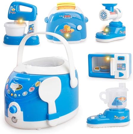 Amazon 6パック 子供のままごと遊びシミュレーションのミニ家電おもちゃ キッチン料理セット 電気玩具 単三電池3本 別売 おもちゃ おもちゃ