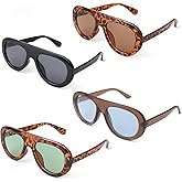 JATEBI 4 Pack Retro 70s Large Frame Sunglasses for Women Men Vintage Chic Shades UV400 Protection Sun Glasses