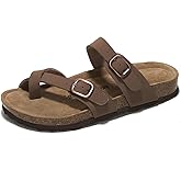 Project Cloud 100% Genuine Leather Womens Sandals -Lightweight Womens Slides Memory Foam Insole & Cork Footbed Sandals Women - Non-Slip Beach Essentials Summer Sandals for Women 2026 (Lian)