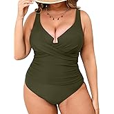 CUPSHE Plus Size One Piece Swimsuit for Women Ruched Underwire Bathing Suit Curvy Tummy Control Swimwear
