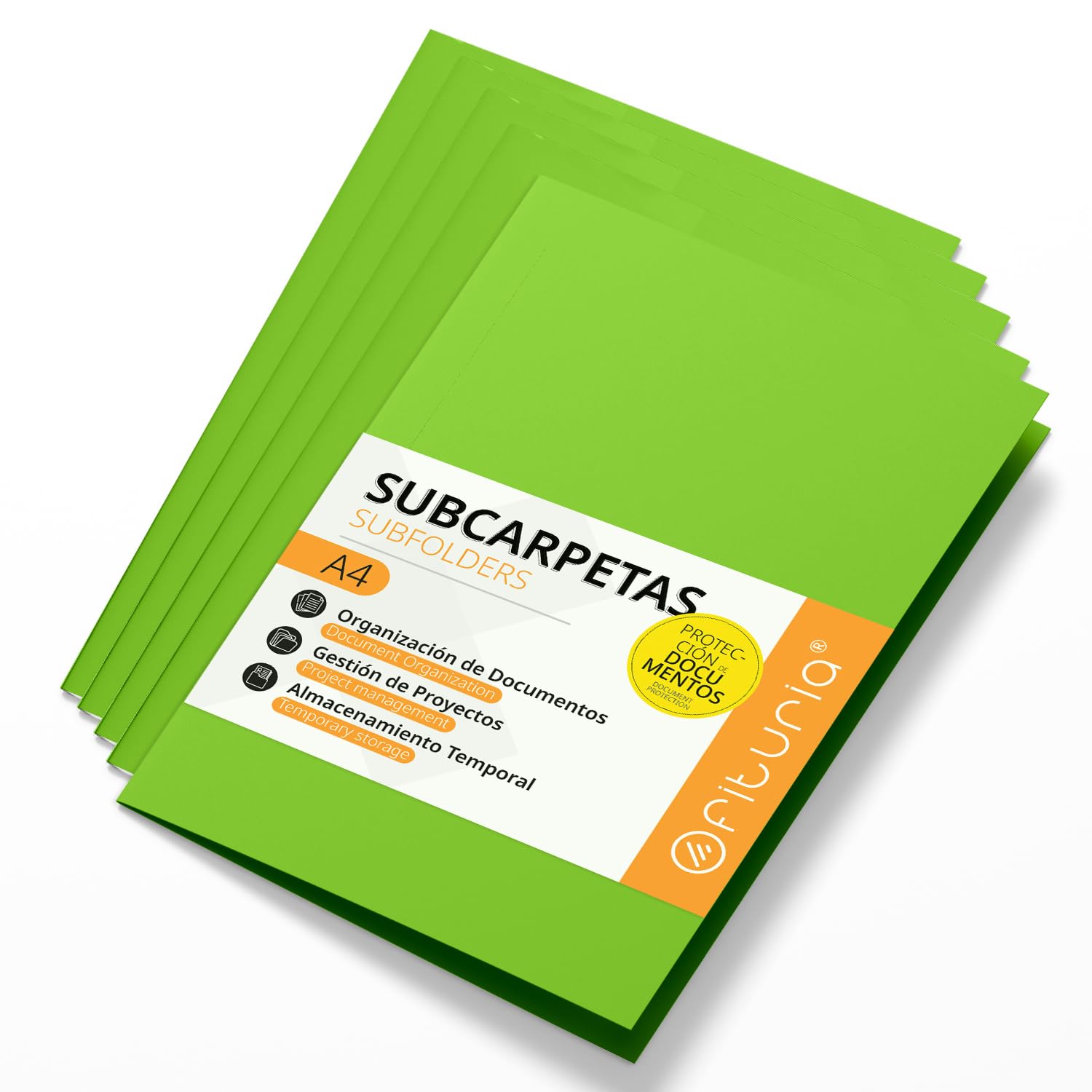A4 Cardboard Subfolders, 180 g Paper Filing Folders, File Folder for Documents, Pack of 50 Coloured Office Subfolders for Filing and Sorting – Ophituria (Strong Green)