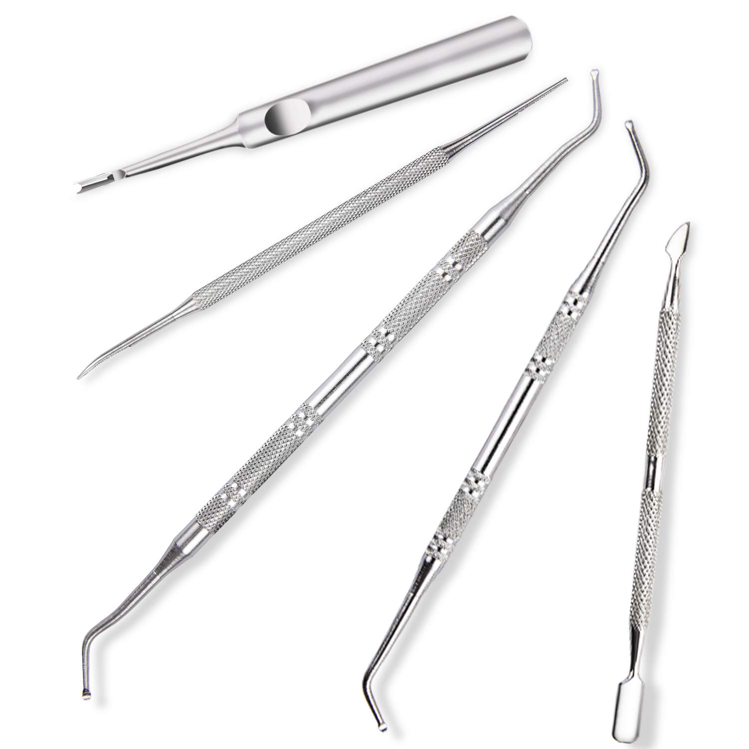 Ingrown Toenail File And Lifters,[ Upgraded ] MORGLES 5pcs Professional Surgical Safe Nail Treatment Pedicure Tool Kit Toenail Cleaner Pain Relief Under Nail Cleaner Tools: Beauty