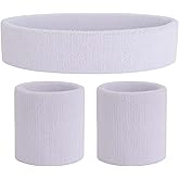 ONUPGO Sweatband Set Sports Headband Wristband Set Sweatbands Terry Cloth Wristband Wrist Sweatband Headbands Moisture Wicking Sweat Absorbing Head Band