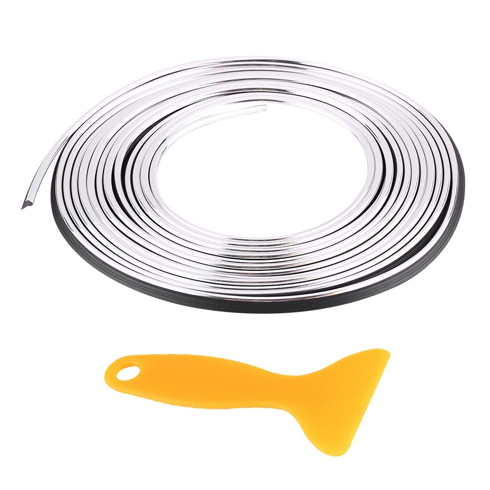 Car Interior Decor Strip Line Interior Exterior Moulding Trim Strips line Stickers Retrofit Decorative Flexible Strip, 5M 16.4 FT DIY(Silver) decorations
