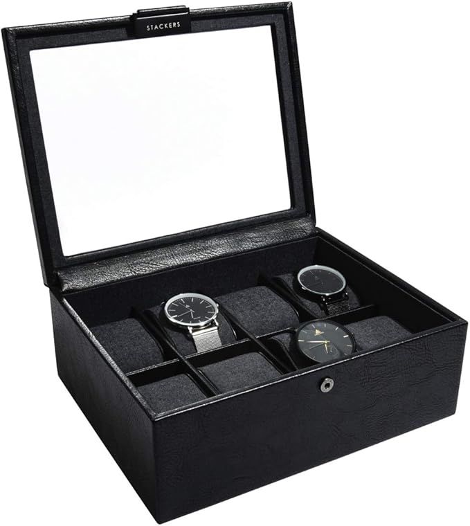 Stackers Mens Black 8 Piece Watch Box Amazon.co.uk Kitchen & Home