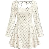 CIDER Womens Polka Dot Dress Vintage Square Neck Casual Long Sleeve A Line Mini Date Night Dress Fall 2025