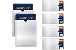 TOPMEG RFID Blocking Sleeve Anti Theft 4 Credit Card & 2 Passport Holder Wallet Pocket