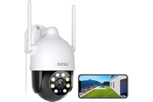 AOSU 2K Outdoor Security Camera with 360° Pan-Tilt, WiFi Camera Surveillance Exterieur, Preset Timed Cruise, Auto Tacking, Fu