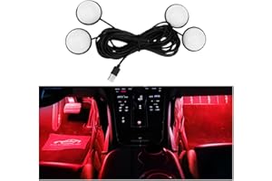 Ywdiml Car Interior LED Lights, 4 in 1 Bright Vehicle Ambient Neon Light Kit with DC 5V USB Port, Automotive Under Dash Decoration Night Lamp, Universal for RV, Truck, Sedan (Red)