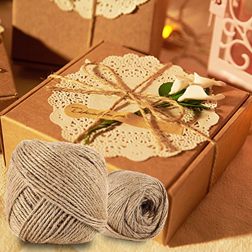 Adeeing 320 Feet Natural Jute Twine Arts Crafts Gift Twine Christmas Twine Industrial Packing Durable String Rope for Gifts, DIY Crafts, Festive Decoration Gardening Applications 1 PC