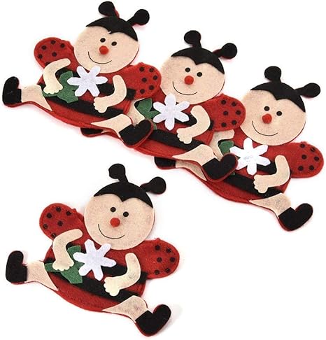 Amazon Co Jp 4個 セットイースターてんとう虫カトラリーバッグケースホルダー耐久性のある非毒性ブースト ホーム キッチン