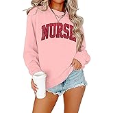MNLYBABY Registered Nurse Sweatshirt Women Nurse Life Pullover Shirts Nursing Student Gift Crewneck Long Sleeve Tees