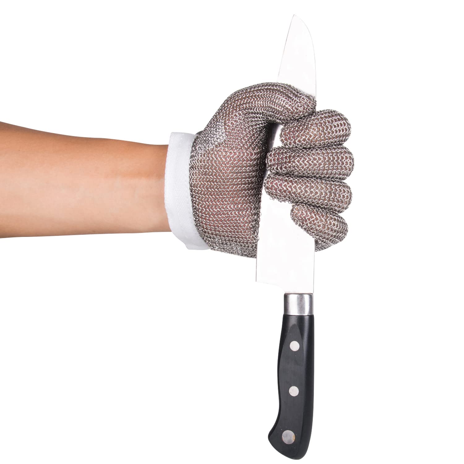 ThreeH Cut Resistant Gloves Stainless Steel Mesh Gloves for Butchers,Restaurant Work,Meat Processing,Slicing,Chopping GL08 S(One Piece)