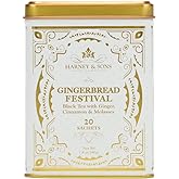 Harney & Sons Gingerbread Festival, Black Tea with Ginger & Cinnamon, 20ct sachet tin