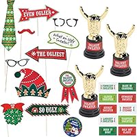 Ugly Sweater Party Game Pack With Photo Prop Kit and Ugly Sweater Trophies Perfect Additions to Your Ugly Sweater Party By Another Dream