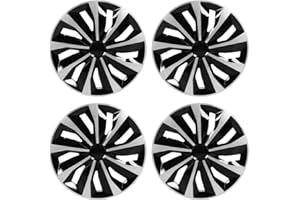 ABX Hubcaps,13" Hubcaps Set of 4, Replacement Hubcaps, Wheel Rim Cover ABS Material, Snap On Car Truck SUV Hub Cap, for Toyota Camry Nissan Mazda etc, Black & Silver