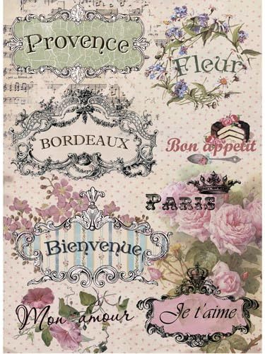 Rice Paper for decoupage."French" (~ 11,1 x 15,11 inches) Made in Russia
