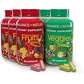 Balance of Nature Whole Food Supplement with Fruit and Vegetable Ingredients for Women, Men, and Kids - 90 Capsules, 3 Sets