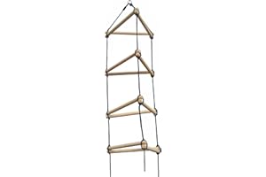 Swing-N-Slide NE 3023 Triangle Rope Ladder Swing Set Climbing Attachment with Ground Anchors, Brown
