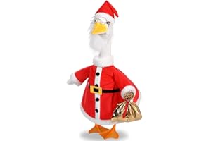 JcHrmers Christmas Santa Porch Goose Outfits Christmas Lawn Goose Clothes Fits 23" Cement Plastic Goose Statue for Xmas Outdoor Garden Yard Patio Statue Art Decoration