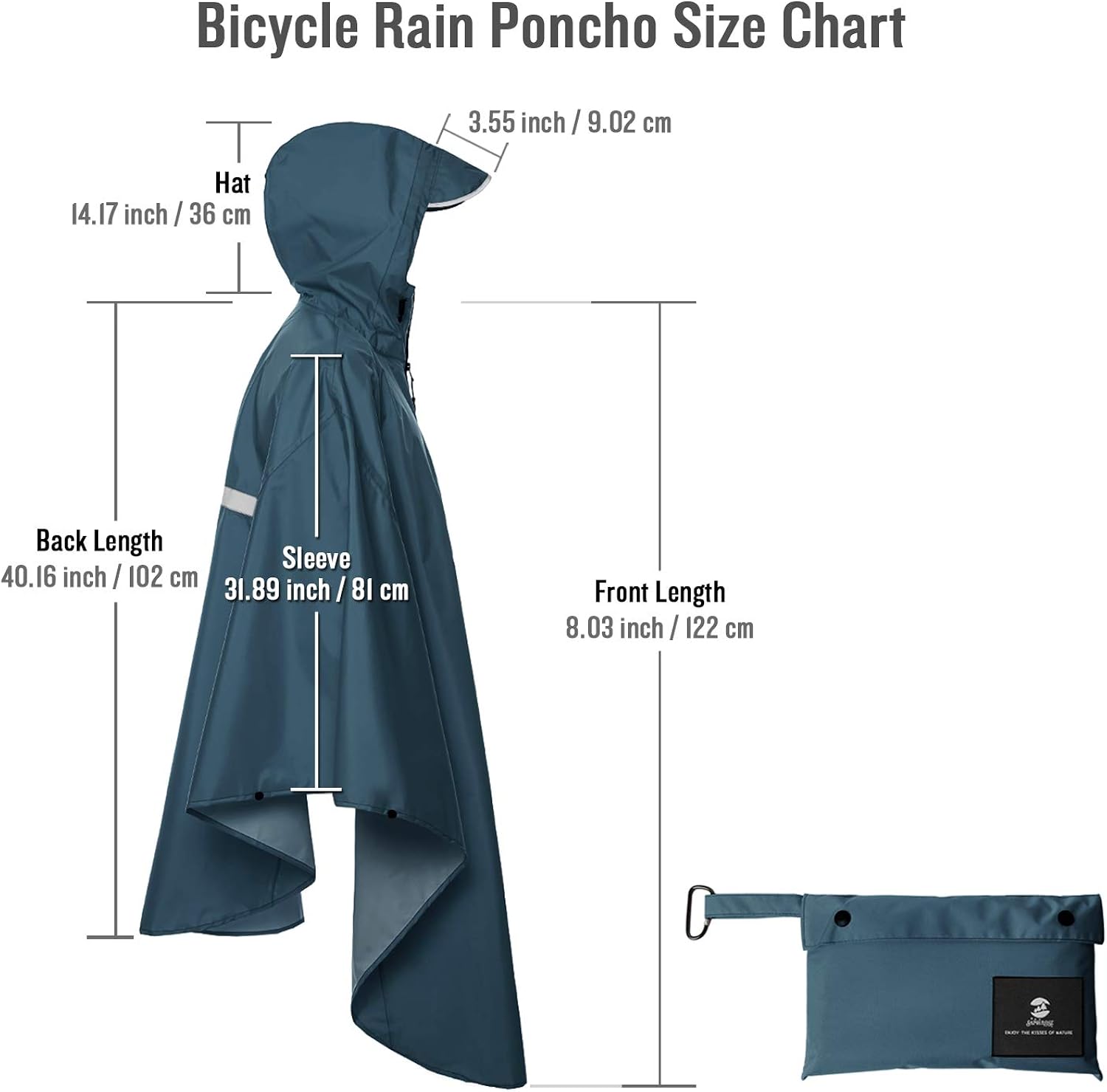 Waterproof Cycling Hiking Rain Poncho Coat for Women Men (Deep Blue): Clothing