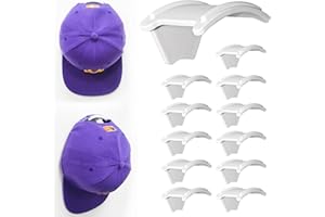 ETOWIFA 12 Pack Hat Organizer Rack for Baseball Caps, Adhesive Hat Holder Floating Display for Wall, Over the Door and Closet, No-Drilling Room/College Dorms Organization & Decor Hook Accessories