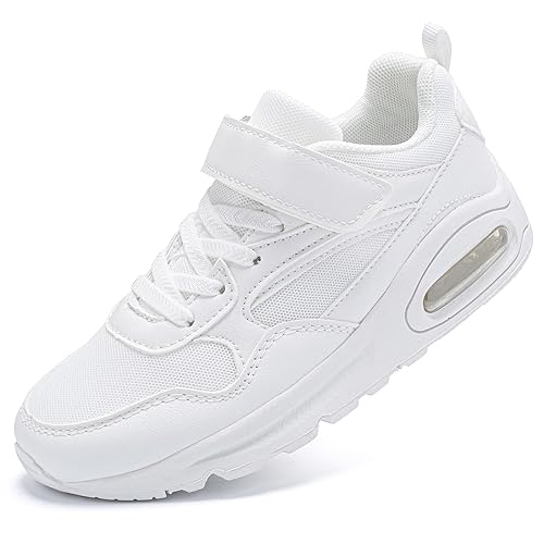 Tooplf Kids Trainers Boys School Shoes Lightweight Air Cushion Running Shoes Non-Slip Comfortable Girl Tennis Shoes Beige 3.5 UK